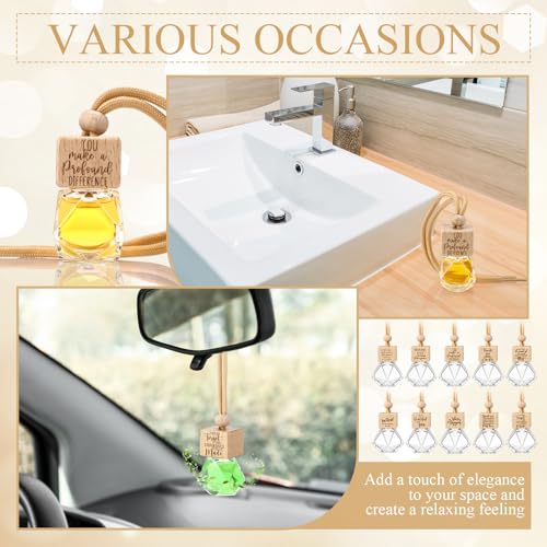 Image of Funnymoom 20 Pcs Thank You Appreciation Gift Bulk Car Diffuser Air Freshener Ornament Hanging Empty Glass Essential Oil Bottle Employee Gifts for Employee Teacher Staff Volunteer Coworker