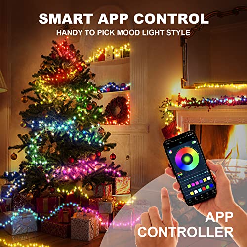 Miefl Smart Color Changing Christmas Lights 213 Modes, App Controlled Waterproof Christmas String Fairy Light Indoor Outdoor, 32.8Ft Twinkle 100 Led Musical Rgb Xmas Tree Decor With Remote Timer #TOP1