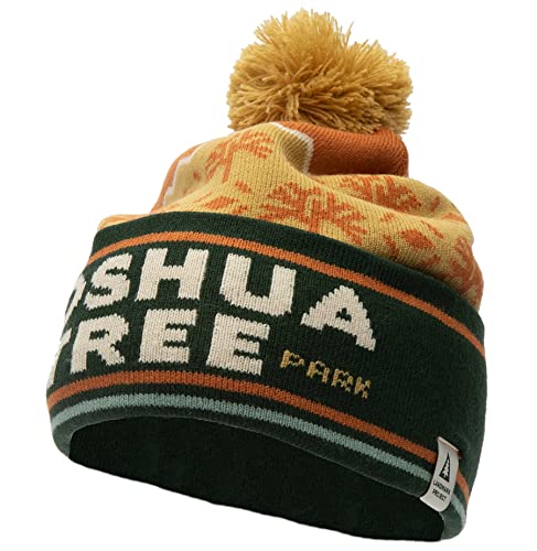 Kakadu Traders Australia Gorro de invierno cálido de punto con pompón, gorro de caniche con pompón, multicolor para hombre y mujer, unisex, parque nacional Joshua Tree, Joshua., Talla única Cover
