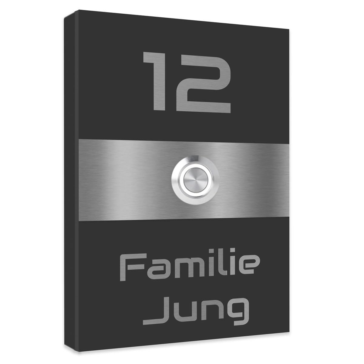 Jung Edelstahl Design Türklingel Philadelphia anthrazit RAL 7016 pulverbeschichtet Klingelschild mit LED und Gravur Haustürklingel Klingelplatte Klingel (anthrazit)