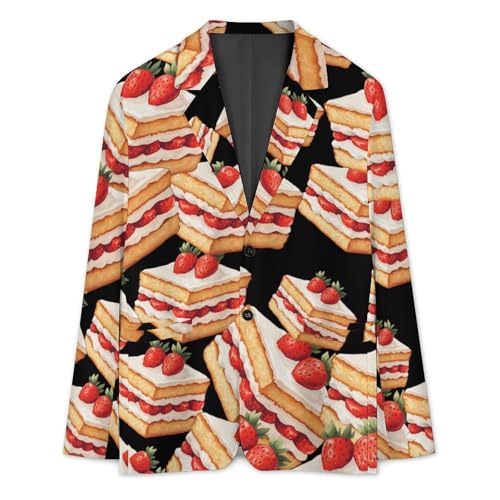 Strawberry Cake Men's Slim Suit Long-Sleeve Prom Tuxedo Classic Two Button Business Jacket3