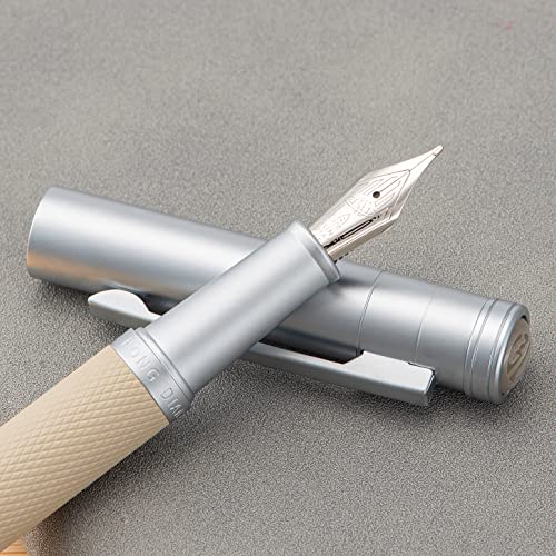 Image of Hongdian White Forest Fountain Pen Blade Nib Classic Design Calligraphy Pen with Converter and Metal Pen Case Set