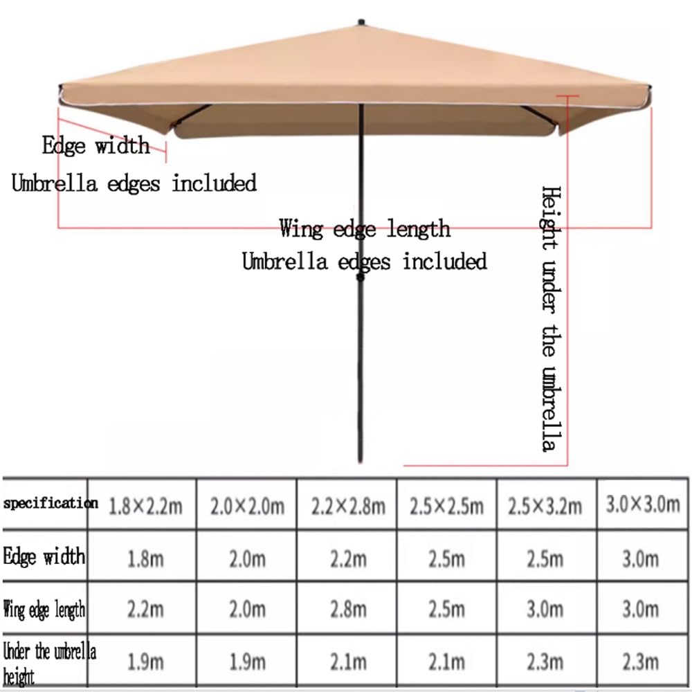 Grande Ombrellone da Giardino 2x2m 2.2x2.8m 3x3m Quadrato Ombrellone da Spiaggia Protezione UV Ombrellone da Piscina Rettangolare per Gazebo, Mercati, Terrazza(Burgundy,1.8x2.2m/6x7ft)
