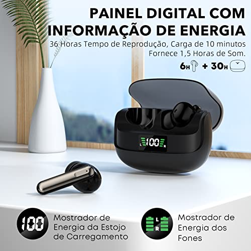 Fone de Ouvido Bluetooth 5.3 Cool5 TWS, Fone Sem Fio Hifi Estéreo com 4 Microfones ENC para Chamada,