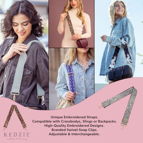 Image of KEDZIE Embroidered Interchangeable Bag Strap, Adjustable 55 inch