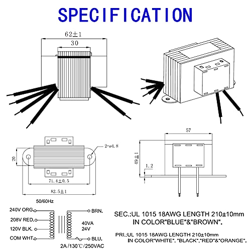 Bojack Ei Type Isolation Transformers Pri.120/208/240 V Ac 50/60Hz 24 V Ac 40 Va 4031F Class 2 Control Transformers With Foot Mount Replacement For Jard 4031F Hvac Furnace Multi Tap Packard 42440 #TOP2