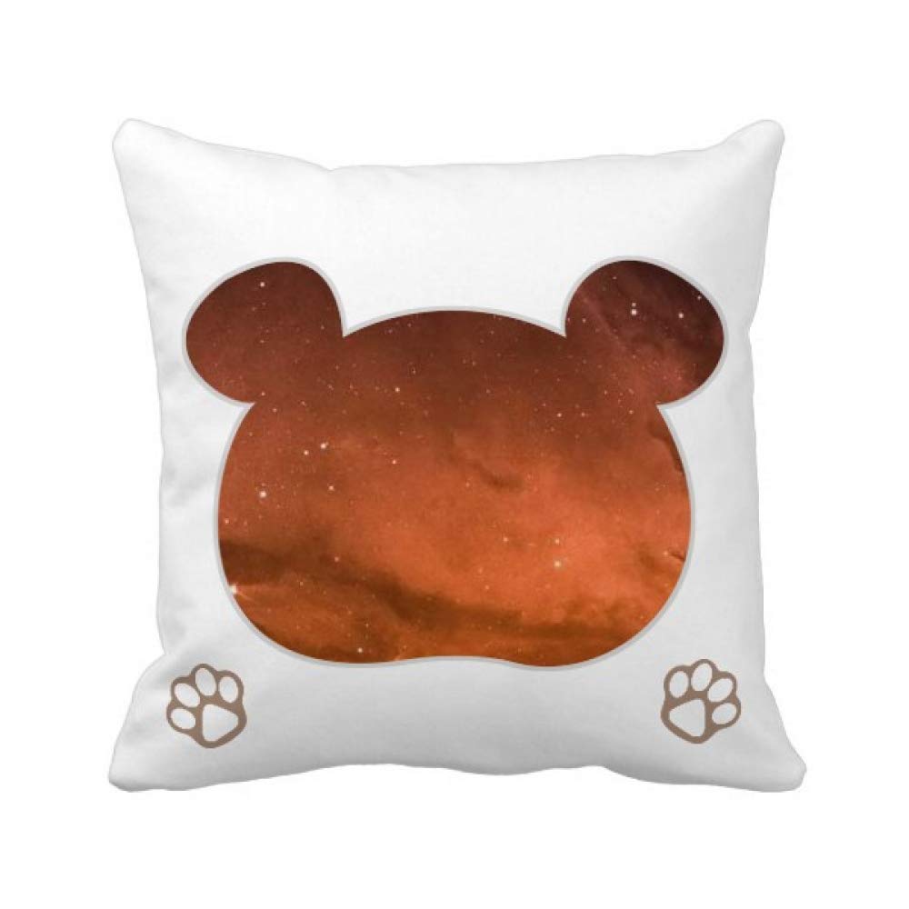 Housse de coussin rouge ours ciel étoilé carrée pour décoration de salon