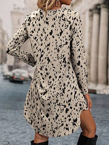 Image of Leriya Fashion Western Dress for Women || Rayon All Over Leopard Printed Western Dresses for Girls || Roll Up Sleeve & V-Neck A-Line Dress || Office || Summer Dresses for Women.