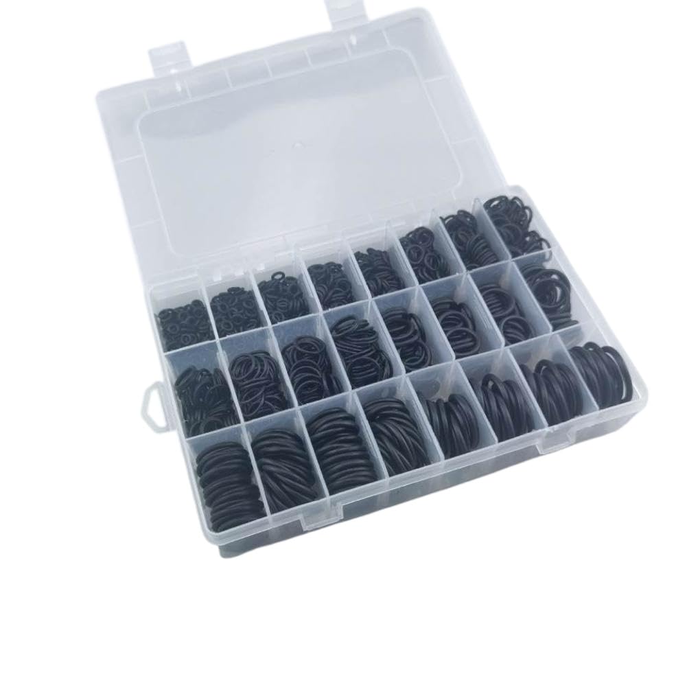 Kit de 1200 Uds. Conjunto surtido de arandelas tóricas con sello VMQ resistente al calor y al aceite negro Compatible con grifos y plomería