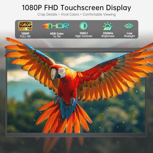 Image of 15.6 inch Portable Monitor Touchscreen, FHD 1080P IPS USB-C External Monitor, Ultra Responsive 10-Point Touch Laptop Second Screen, Lightweight Travel Monitor for Windows PC