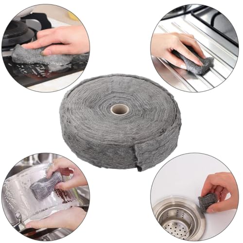 Image of Amazon Steel Wool Roll 4 Inch x 10 Feet | Heavy-Duty Grade for Cleaning, Polishing, Rodent Blocking, and DIY Repairs | Flexible, Multipurpose Metal Mesh for Home & Industrial Use