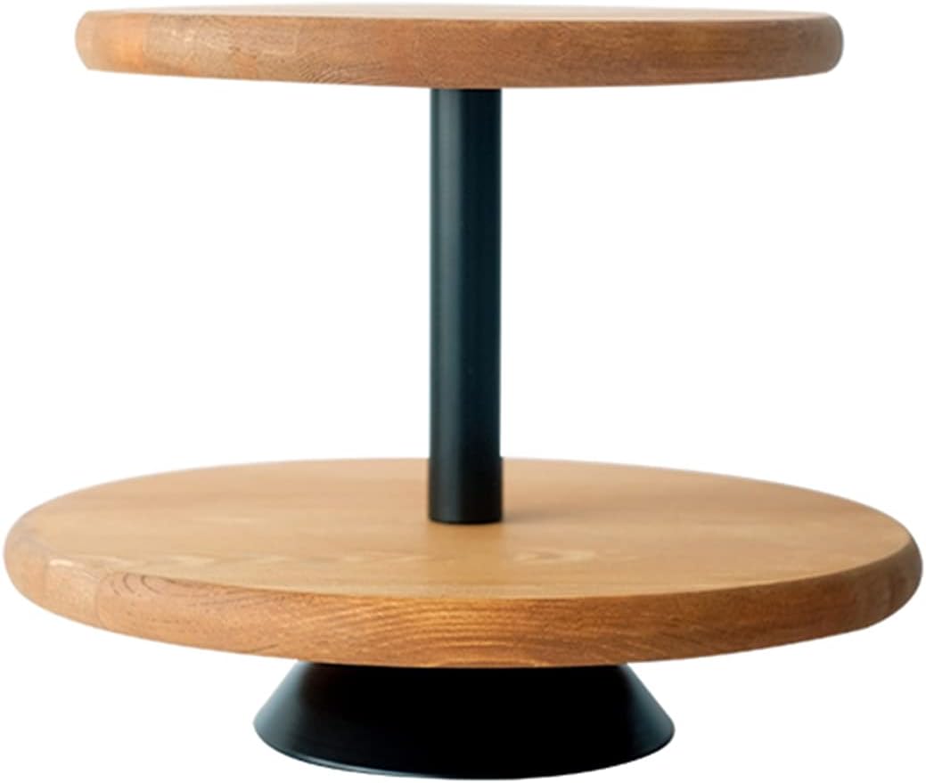 Tiered Stand Tower 2 Tier Cake Stands Wooden Dinner Plates, Sturdy Multi Tier Round Plates, Display Stand Serving Tray for Decorative Kitchen Hotel Cafe Tiered Tray Stand Dessert Tree