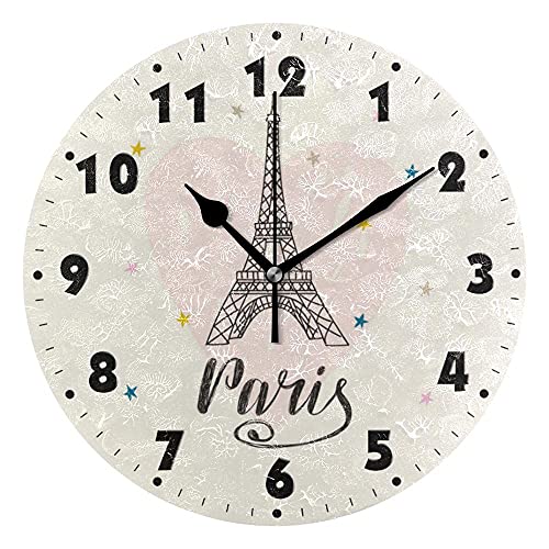 tingnn Pairs Tower 10 Inch Battery Operated Round Quartz Analog Quiet Desk Clock for Home,Office,School