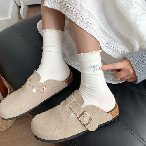 Image of Women's Cute Crew Socks, Casual Athletic Cotton Bowknot Cherry Calf Novelty Socks for Women