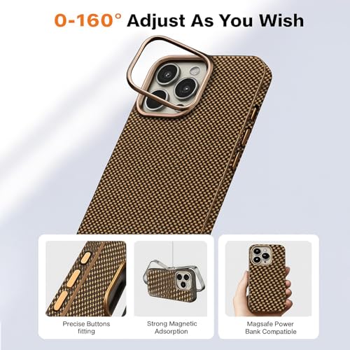 Image of AIBEX Aramid Fiber Mag-Saf Case Compatible for iPhone 16 Pro | Slim Protective Back Cover with Built-in Magnets | Wireless Charging Support | Camera Ring Stand | Shockproof with Air Guard Corners