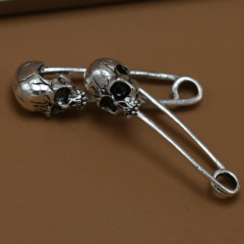 20pcs Skull Safety Pin Punk Skull Head Brooches Pin Connectors Blankets Scarves DIY Craft Charms Sewing Crafting Supplies