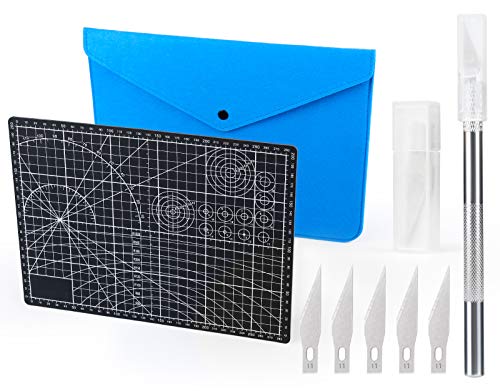 UOOU Cutting Mat, Self Healing Cutting Mat with Craft Knife, Cutting Mat for Craft with Storage Bag for Art Hobby Craft, Cutting Mats for Sewing