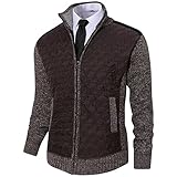 Msmsse Men's Casual Slim Fit Knitted Cardigan Sweaters Zip Up Knitwear Coffee US XL