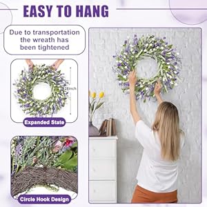 Artgar 26 Inch Spring Wreaths for Front Door, Spring Summer Lavender Paper Flower Wreaths for Home Farmhouse Windows Walls Porch Wedding Indoor Outdoor Decor for All Seasons (Purple) Artgar 26 Inch Spring Wreaths for Front Door Spring Summer Lavender Paper Flower Wreaths for Home Farmhouse Windows Walls Porch Wedding Indoor Outdoor Decor for All Seasons Purple