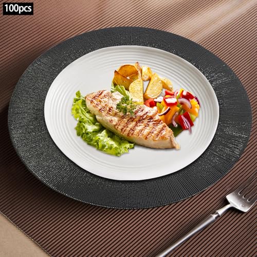 100 Platos Cargadores Negros Redondos de 13 Pulgadas miniatura 6