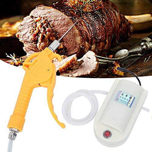Electric Meat Injector Gun Pump with Hose, 50W Automatic Marinade Injector Meat Syringe Single Gun with 10 Stainless Steel Needle for Roast Turkey, Pork, Beef