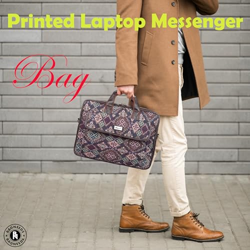 Image of Bagneeds Printed Febric With PU Leather Formal /Casual Office Laptop Messenger Bag For Men and Women