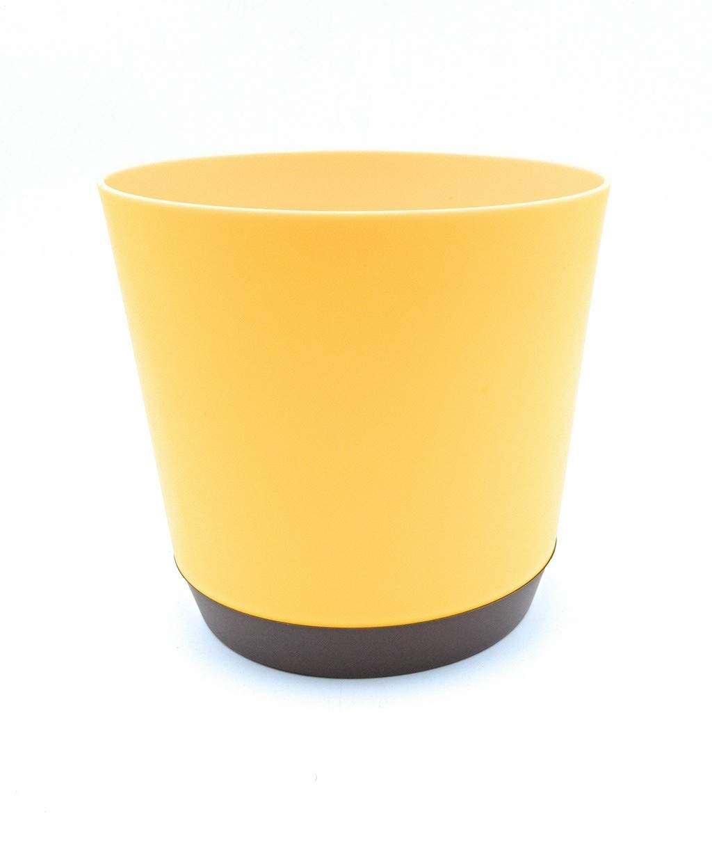 Creative Farmer Self Watering Flower Pot Krish 18 Double Colour (7 Inch) - Yellow (Pack of 1) (Garden Pots Planters Indoor Outdoor Plants- Ornamental and Table Top Plants)