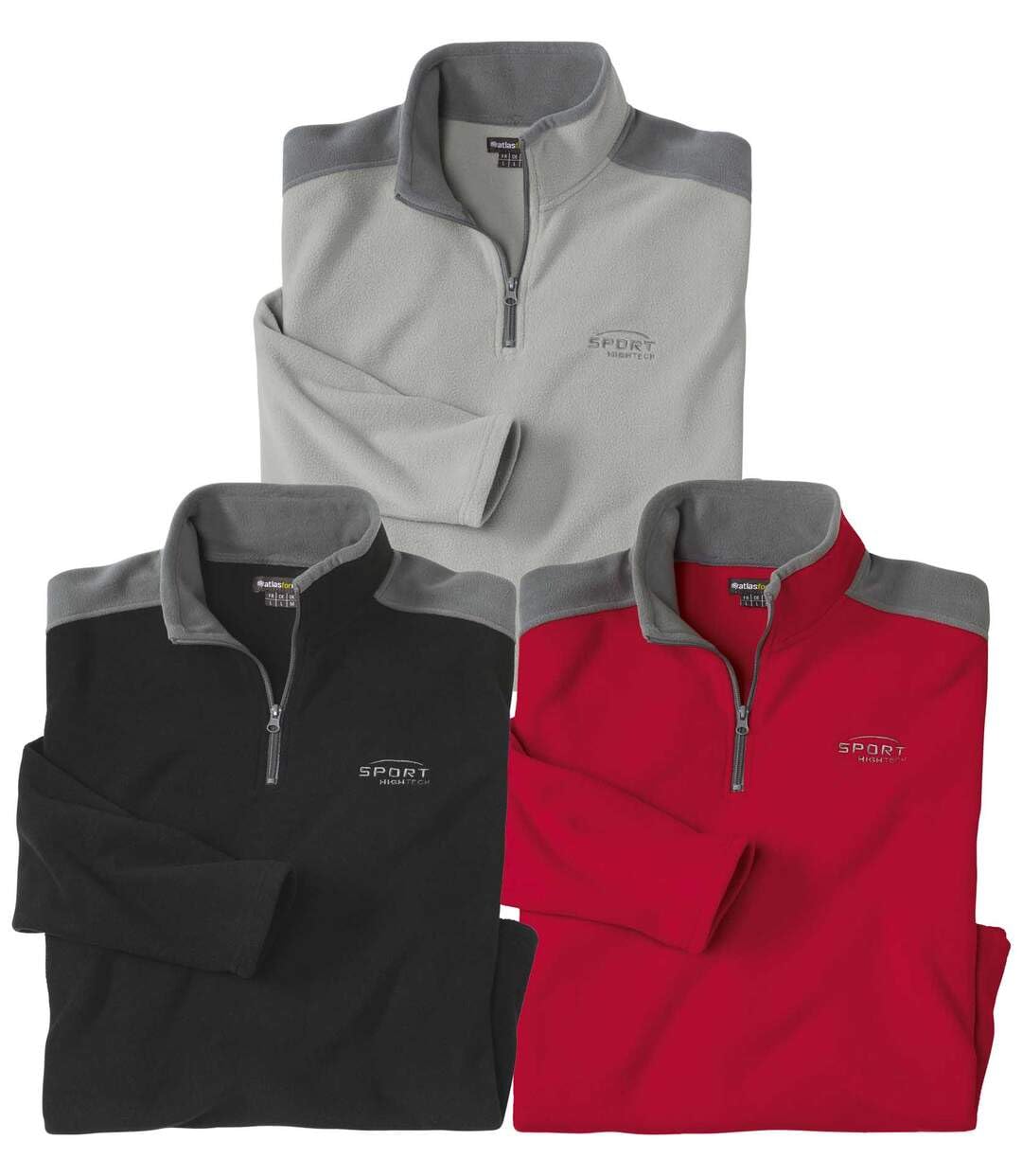 ATLAS FOR MEN - 3er-Pack Microfleece-Pullover - Verfügbar in großen Größen von M bis 5XL