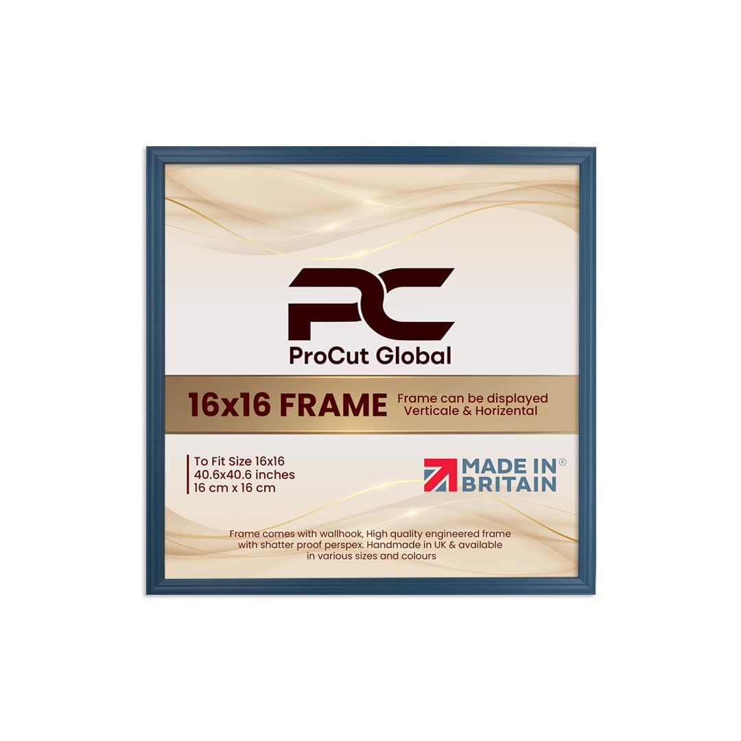 Procut Global 16x16 Navy Blue Picture Frames - Classic Wooden Photo Frame with Shatterproof Perspex for Wall or Tabletop - Perfect for Posters, Certificates & Prints - Sizes & Colors Available