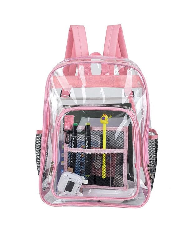 VURGERClear Backpack Men Women Heavy Duty PVC Plastic Transparent Casual Rucksack School Backpack See Through Bookbags for Teen Girls Boys