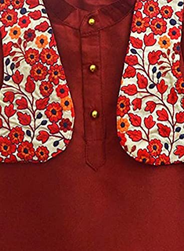 Image of A.T.U.N. All Things Uber Nice) Polyester All Things Uber Nice Boy's Regular Kurta Pyjama Jacket Set