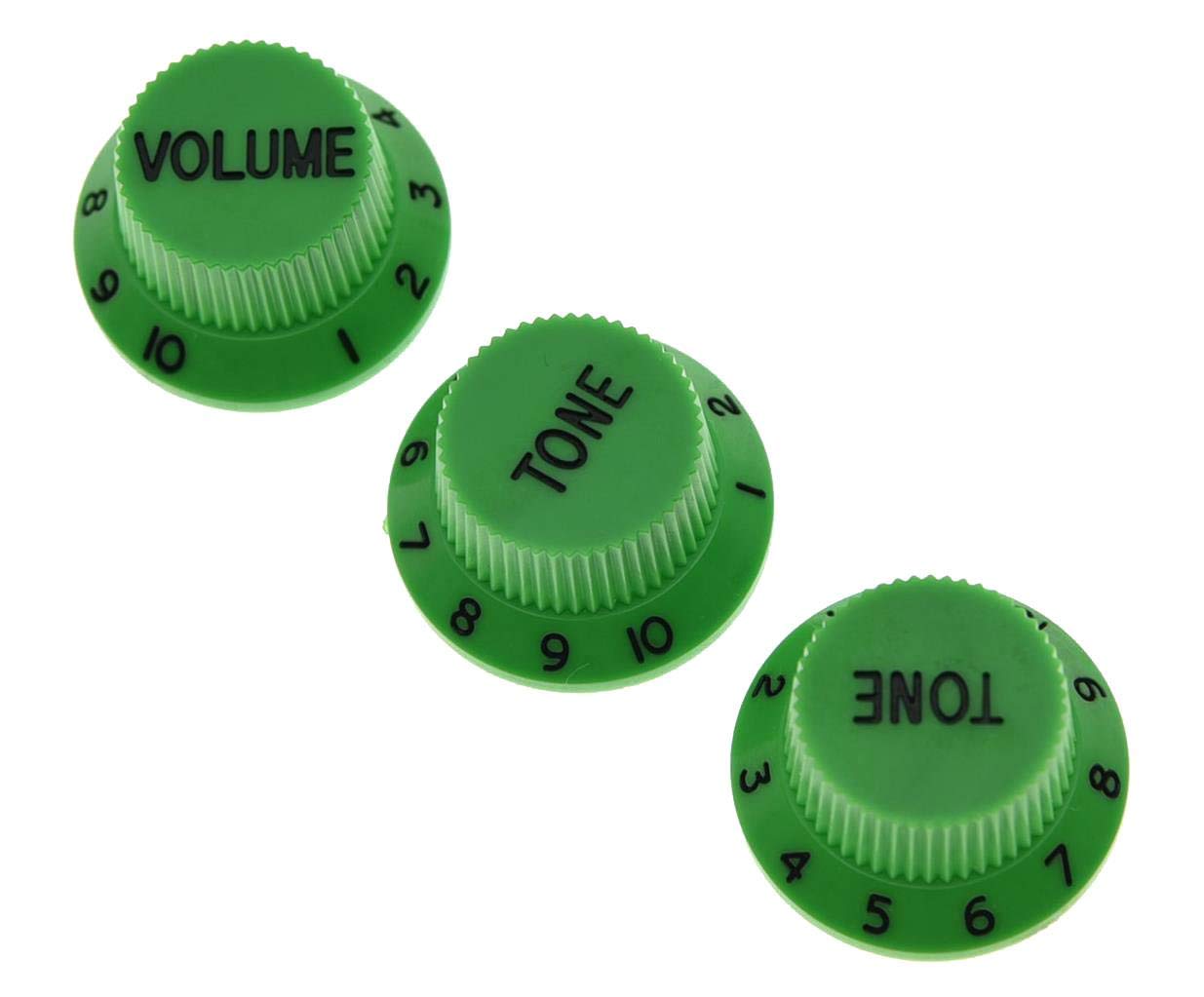 KAISH Set of 3 Green w/Black Number ST Strat Style Guitar Knob Volume Tone Knobs, Green W/ Black Number