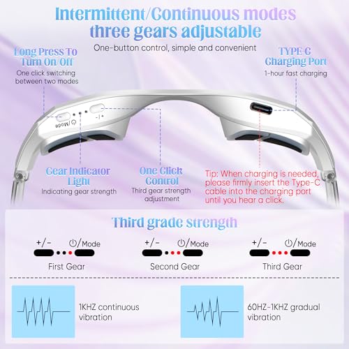 under-eye light therapy device beauty device with eye massage for relieve eye bags eye fatigue dark circles with gel and glasses strap white amp 2 modes