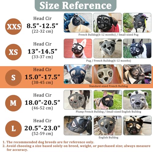 Image of Mayerzon Short Snout Dog Muzzle for French Bulldog with Full Pant Design to Prevent Eating Biting, Soft Mesh Dog Muzzle for Shih Tzu Pug English Bulldog for Grooming Walking, Allow to Drink and Feed