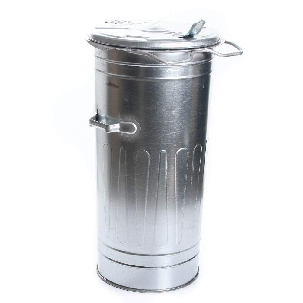 rg-vertrieb Mülltonne 110L verzinkter Stahl Müllbehälter mit Deckel und festen Rädern – robuste Abfalltonne wetterfest, hitzebeständig, für Innen & Außen, stabile Metalltonne