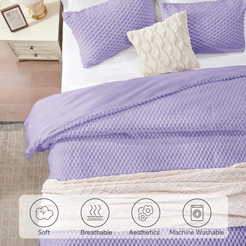 Image of BEDELITE Fluffy Twin Comforter Set - Light Purple Fleece Soft Comforter for Twin Size Bed, Luxury Warm Bedding Set for Winter, Fuzzy Bed Set 2 Pieces (1 Comforter, 1 Pillowcase)