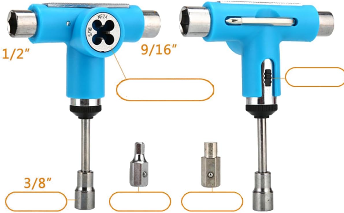 Mipcase Multi-Function Skateboard Tool Portable T-Y Tool for Adjusting and Disassembling Skateboards and Roller Skates Sturdy Blue Design for Easy Repairs and Maintenance