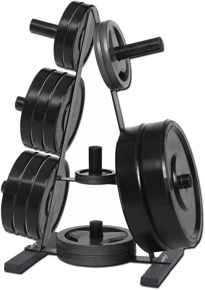 Barbell Rack, Olympic Weight Plate Rack, A Frame Weight Plate Tree 2 inch for Bumper Plates Free Weight Stand Metal Steel Home Workout Dumbbell Rack Storage Stand (Black)