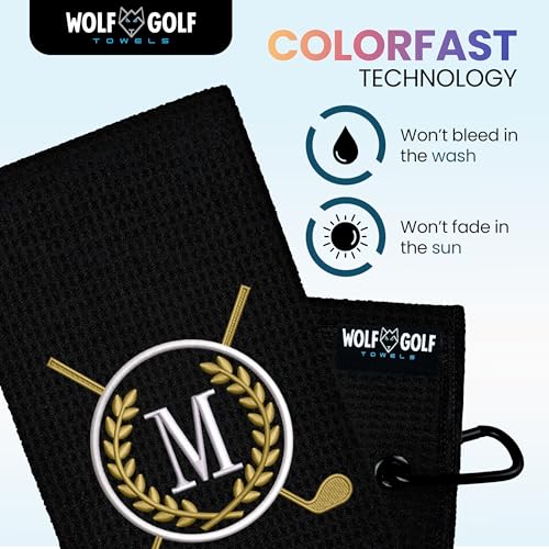 Wolf Golf Towels Monogrammed Personalized Golf Towel | Custom Golf Towels for Golf Bags for Men or Women - Thumbnail 3