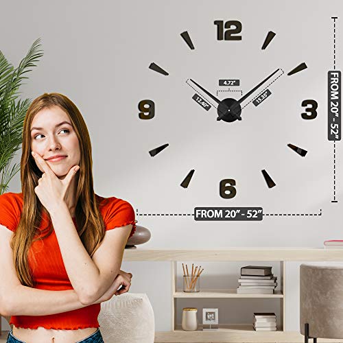 Niceguy Solutions Diy Wall Clock - Frameless 3D-Style Analog Timekeeper For Home, Living Room, Bedroom, Office - Battery-Powered Modern House Decoration - Silent Clock Decor With Number Sticker Decals #TOP3