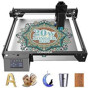 LONGER RAY5 130W Laser Engraver, 20W Output CNC Laser Cutter DIY Laser Engraving Machine, Exclusive 3.5″ Touch Screen for DIY, Cutting Tool for Metal Colorizing, Wood, Acrylic, Leather, Glass