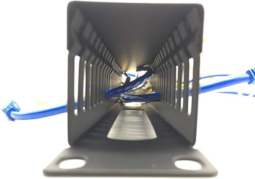 Miniatura 6 de Paquete de 2 organizadores de cables horizontales de 1U de 19 pulgadas, 24 ranuras, organizador de cables de metal con cubierta y tornillos de