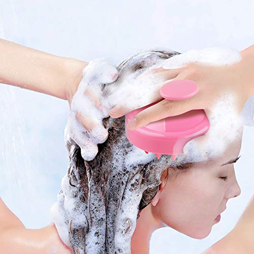 Foto von 2 Stück Shampoo Bürste Kopfhaut - Kopfhaut Massagebürste [Nass & Trocken], Shampoo Haarbürste mit weichem Silikonkopf, Kopfhaut-Massagegerät ​für Damen, Herren, Haustiere - (Schwarz & Rosa)