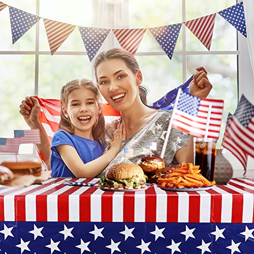 Vepnanline 2 Packs 4Th Of July Tablecloth 54 * 109, American Flag Plastic Table Covers, Fourth Of July Table Decorations Disposable #TOP5