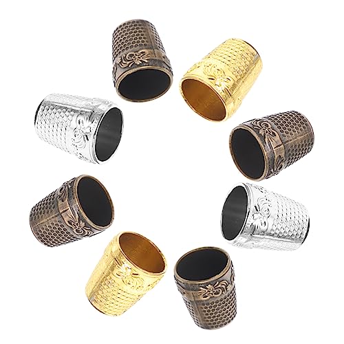 DOITOOL 8Pcs Professional Copper Finger Thimbles Convenient Sewing Protectors for DIY Crafts Embroidery and Hand Sewing Activities Includes Antique Copper Thimbles