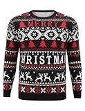 litherday maglione di natale per uomo maglione in maglia con motivo di albero di natale e renna collo giro maglione invernale per uomo