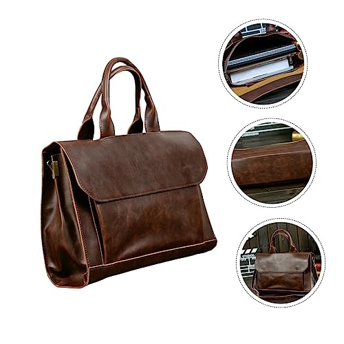 DOITOOL 1pc Pu Leather Briefcase Fashion Business Shoulder Bag for Men Versatile Crossbody Handbag for Travel for Laptops Files and4