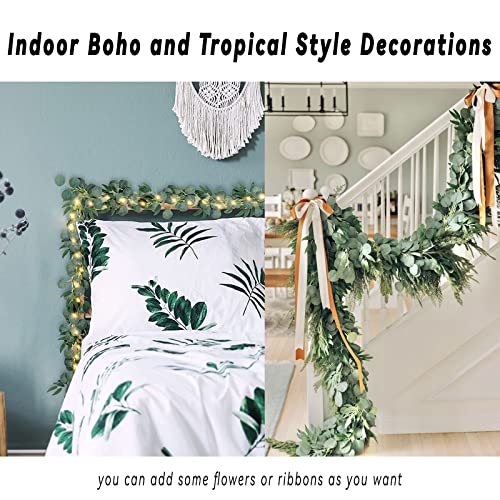 5 Pack Artificial Eucalyptus Garland Plant, Faux Hanging Eucalyptus Leaves With Willow Leaves Fake Greenery Vines For Wedding Decor Table Runner Holiday Decoration #TOP2