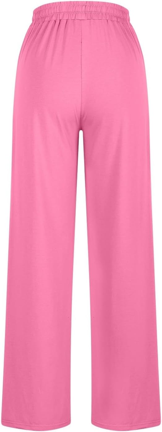 Women's Wide Leg Sweatpants Fall Baggy Sweat Pants with Pockets | Open Bottom Wide-Leg Lounge Trousers, Soft Drawstring High Waisted Track Pant, Ladies Clothes