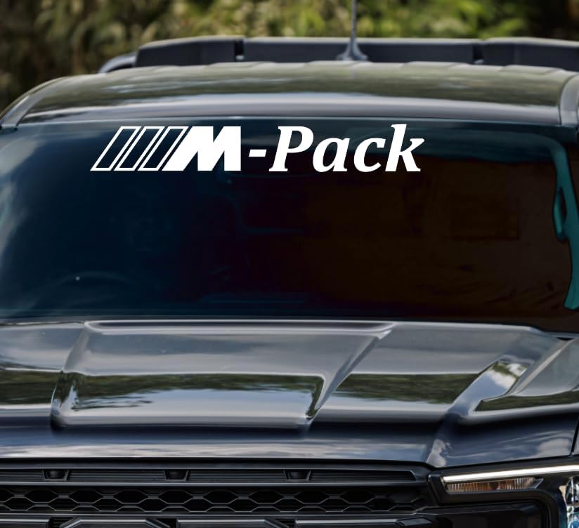 M-PACK Adhesivo para parabrisas Racing Tuning Street Drift Performance - 36 x 5 pulgadas - Se adapta a automóviles BMW, SUV y camiones, o vidrio,